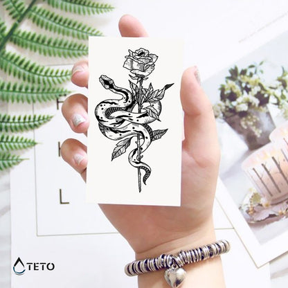 Schlange mit einer Rose - TETO Temporäre Tattoos