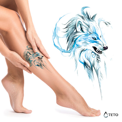 Weißer Wolf - TETO Temporäre Tattoos