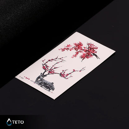 Hirsch mit Blumen gebadet - Set - TETO Temporäre Tattoos