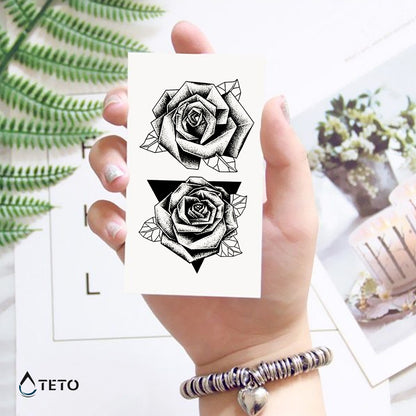 Geometrische Rosen im Dreieck - Set - TETO Temporäre Tattoos