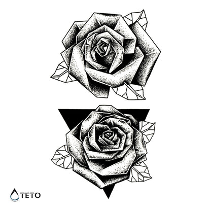 Geometrische Rosen im Dreieck - Set - TETO Temporäre Tattoos