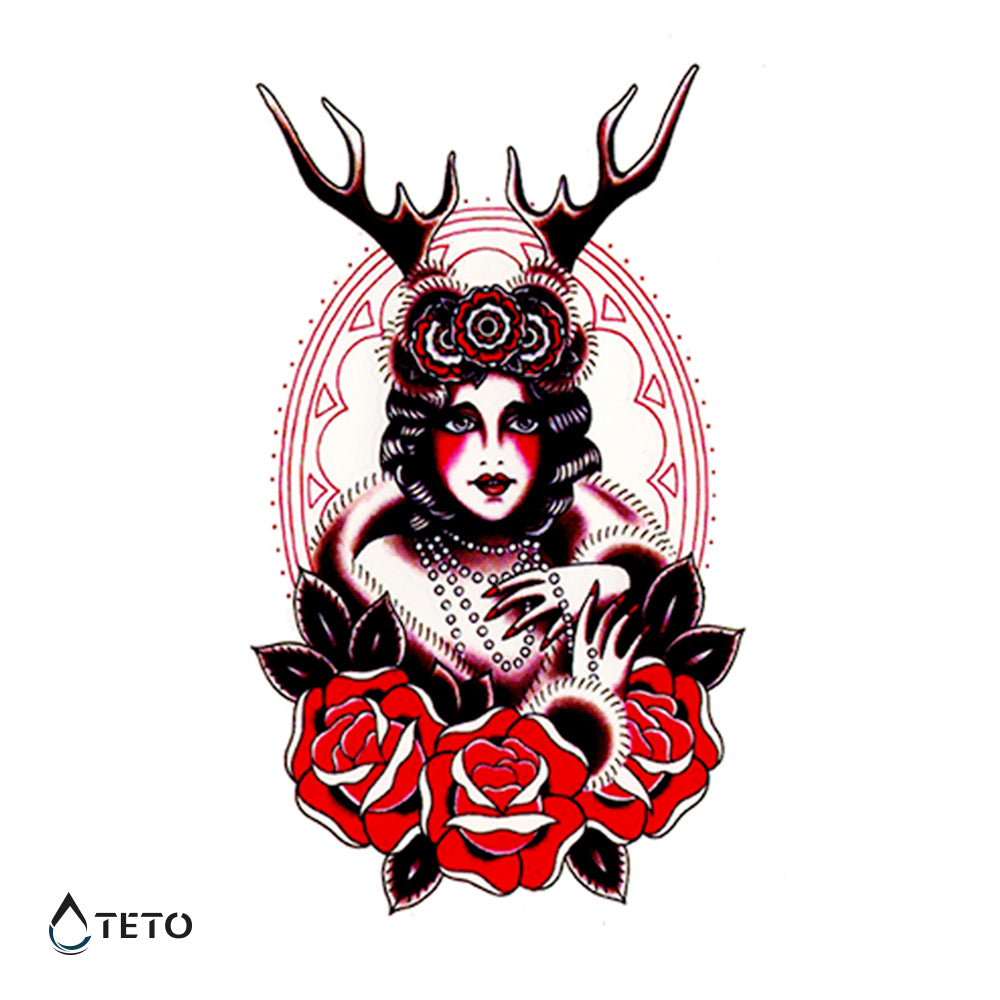Hörnerfrau - TETO Temporäre Tattoos