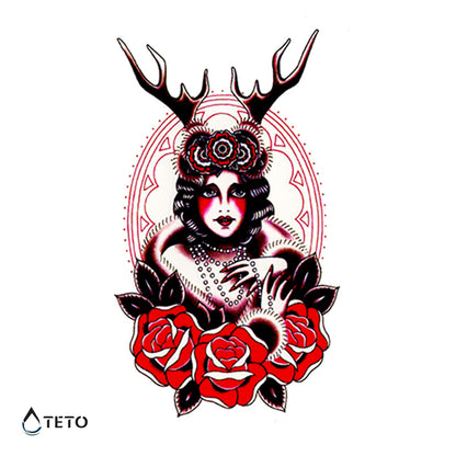 Hörnerfrau - TETO Temporäre Tattoos