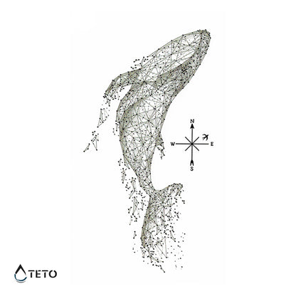 Wal und Kompass - TETO Temporäre Tattoos
