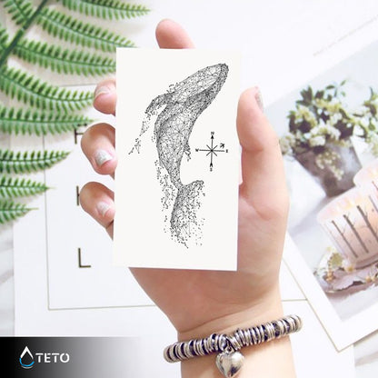 Wal und Kompass - TETO Temporäre Tattoos