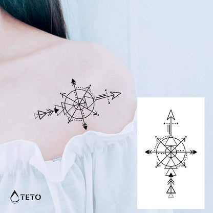 Pfeile in Kompass - TETO Temporäre Tattoos