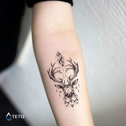 Geometrischer Hirsch - TETO Temporäre Tattoos