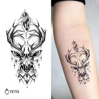 Geometrischer Hirsch - TETO Temporäre Tattoos