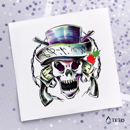 Totenschädel mit Pistolen - TETO Temporäre Tattoos