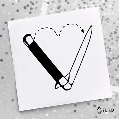 Herz-Messer - TETO Temporäre Tattoos