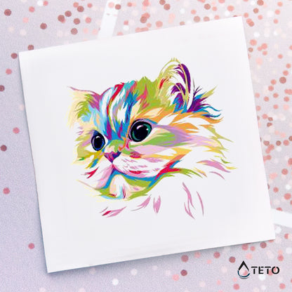 Multicolor Katze - TETO Temporäre Tattoos