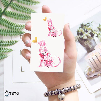 Katze aus Blumen - Set - TETO Temporäre Tattoos