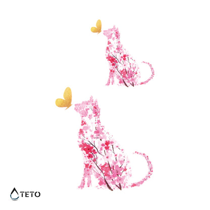 Katze aus Blumen - Set - TETO Temporäre Tattoos