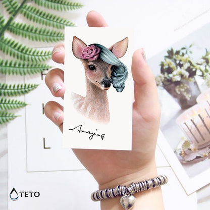 Hirsch mit Frisur - TETO Temporäre Tattoos