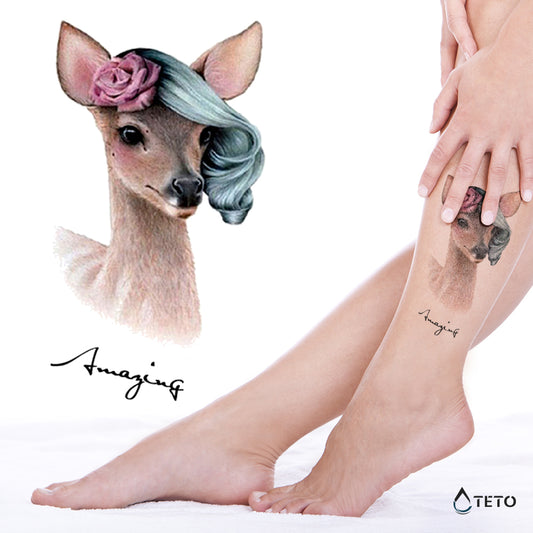 Hirsch mit Frisur - TETO Temporäre Tattoos