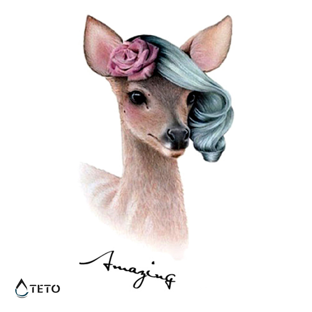 Hirsch mit Frisur - TETO Temporäre Tattoos