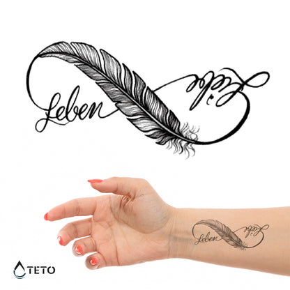 Unendlich mit Feder - TETO Temporäre Tattoos