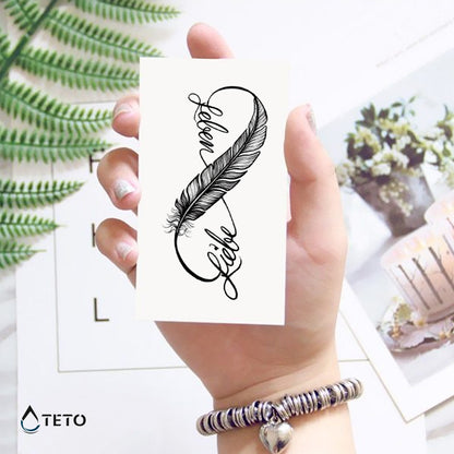 Unendlich mit Feder - TETO Temporäre Tattoos