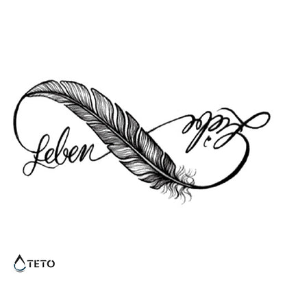 Unendlich mit Feder - TETO Temporäre Tattoos