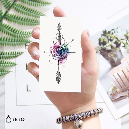 Pfeil mit Blume - TETO Temporäre Tattoos