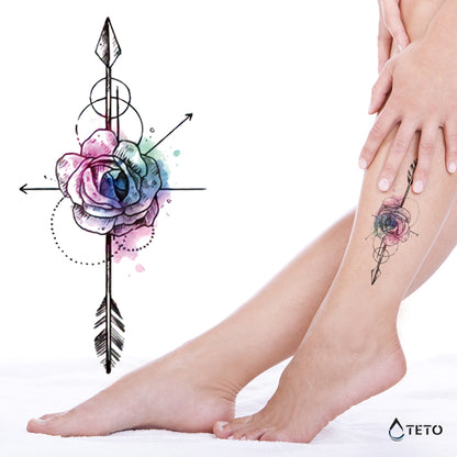 Pfeil mit Blume - TETO Temporäre Tattoos