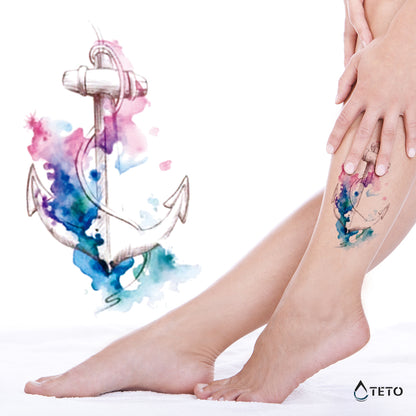 Anker in Aquarell - TETO Temporäre Tattoos