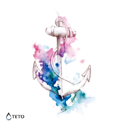 Anker in Aquarell - TETO Temporäre Tattoos