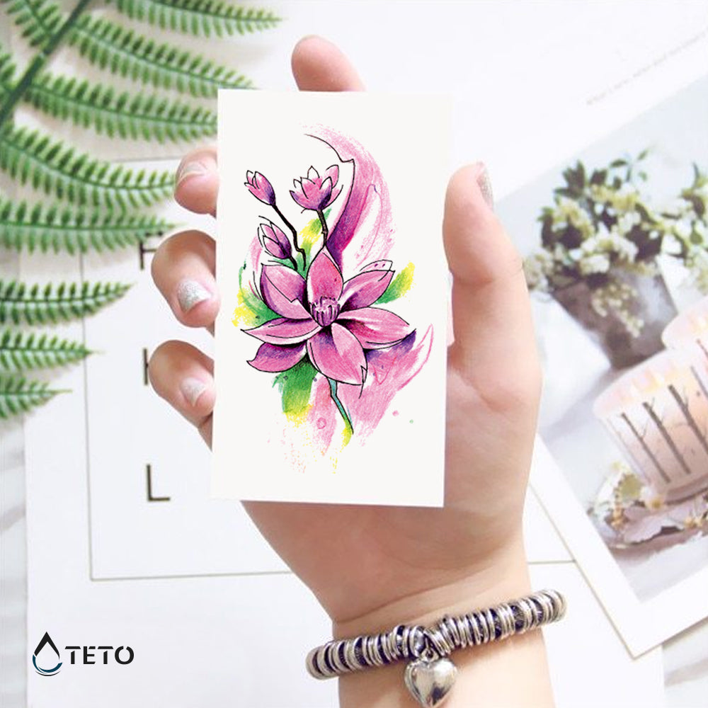 Rosa Blume - TETO Temporäre Tattoos