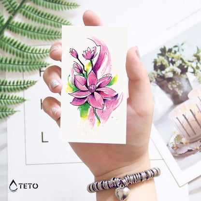 Rosa Blume - TETO Temporäre Tattoos