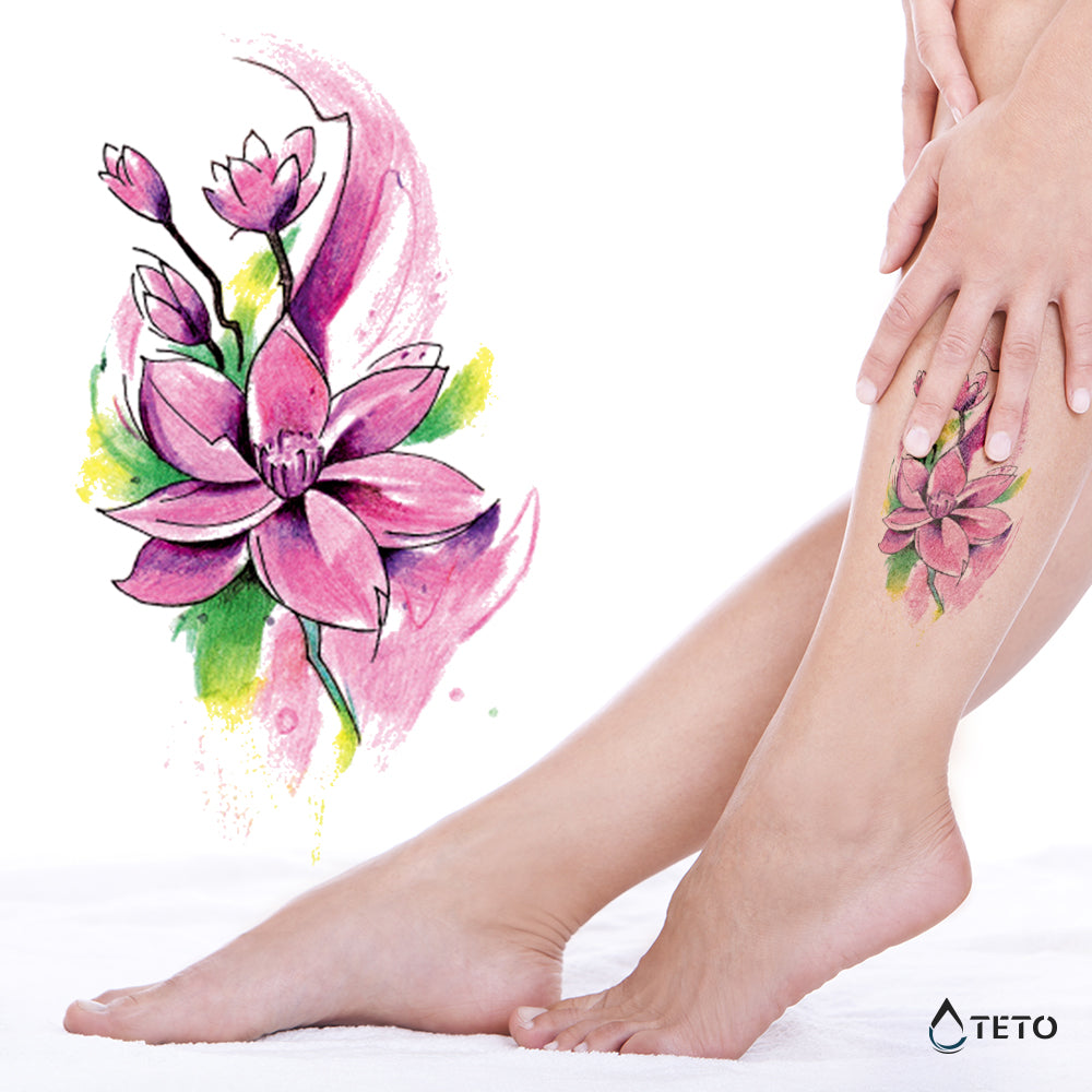 Rosa Blume - TETO Temporäre Tattoos