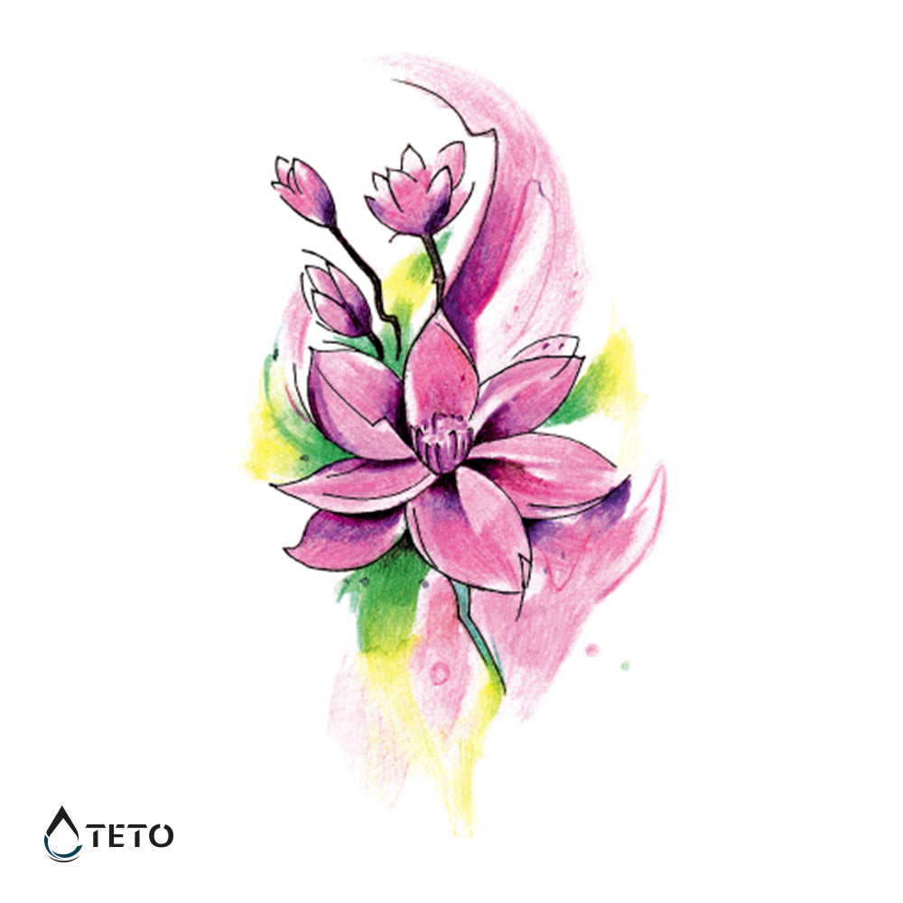 Rosa Blume - TETO Temporäre Tattoos