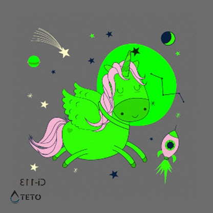 Einhorn - Leuchtet im Dunkeln - TETO Temporäre Tattoos