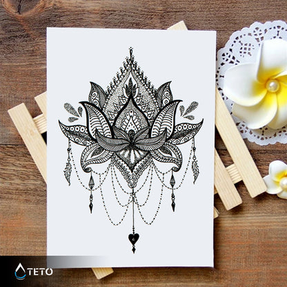 Lotusblume im Mandala - TETO Temporäre Tattoos