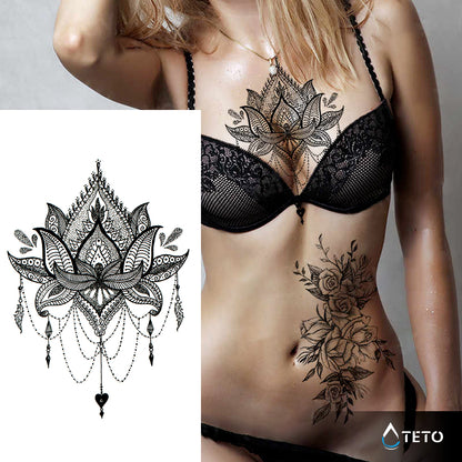 Lotusblume im Mandala - TETO Temporäre Tattoos