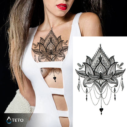 Lotusblume im Mandala - TETO Temporäre Tattoos