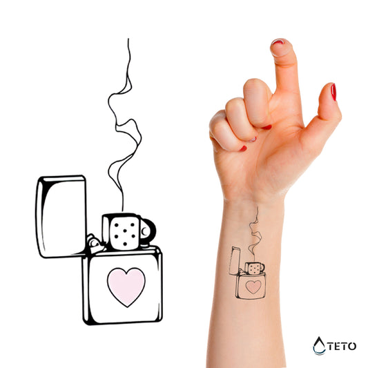 Feuerzeug - Herz - TETO Temporäre Tattoos
