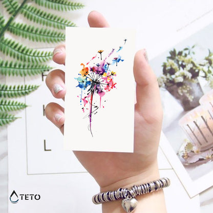 Buntes Löwenzahn - TETO Temporäre Tattoos