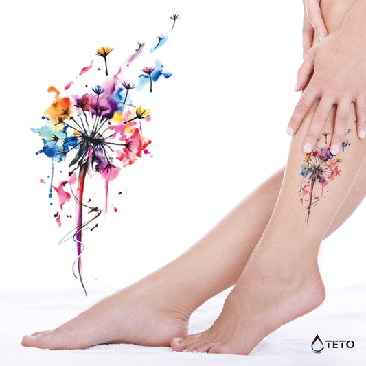 Buntes Löwenzahn - TETO Temporäre Tattoos