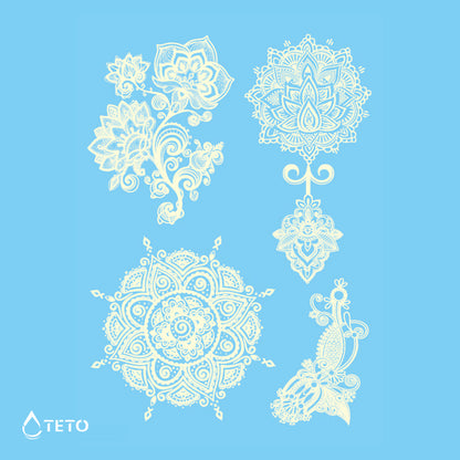 Mandala Typ M - Weiße - Set - TETO Temporäre Tattoos