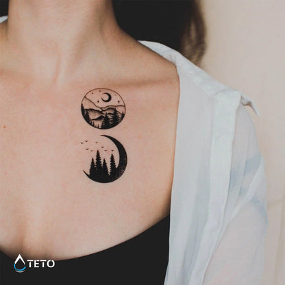 Berge und Mond - Set - TETO Temporäre Tattoos