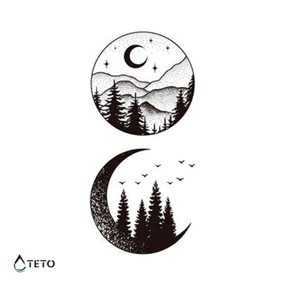 Berge und Mond - Set - TETO Temporäre Tattoos