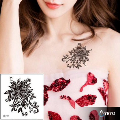 Schwarze Blume - TETO Temporäre Tattoos