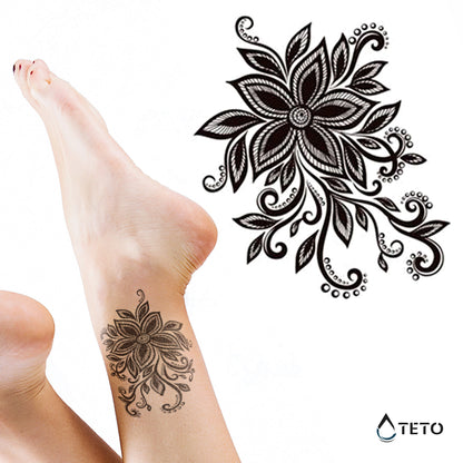 Schwarze Blume - TETO Temporäre Tattoos