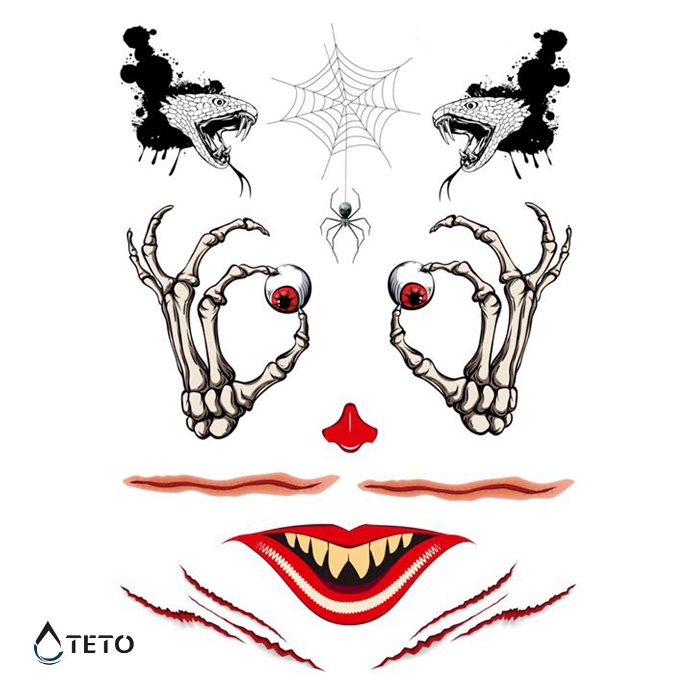 Erschreckendes Gesicht - TETO Temporäre Tattoos