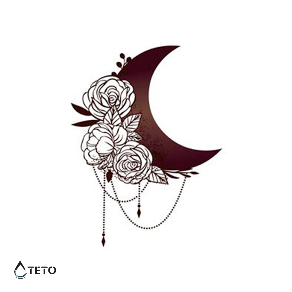 Mond mit Blumen - TETO Temporäre Tattoos