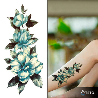 Blaue Blumen - TETO Temporäre Tattoos