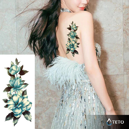 Blaue Blumen - TETO Temporäre Tattoos