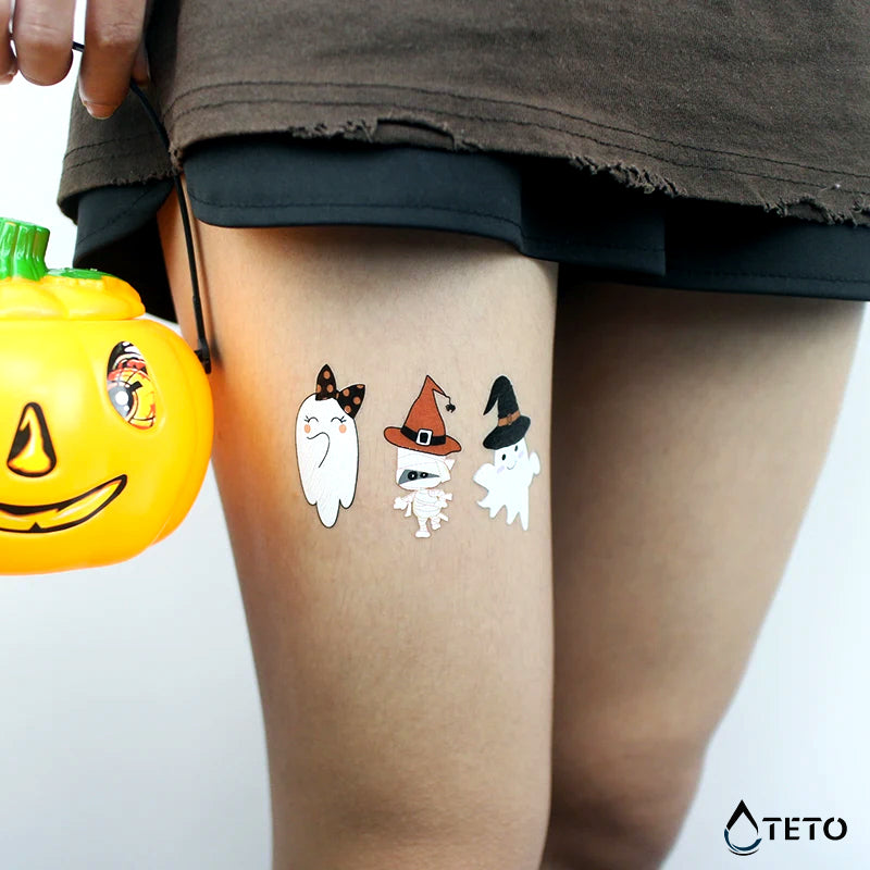 Lächelndes Gespenst - Leuchtet im Dunkeln - TETO Temporäre Tattoos