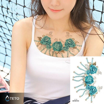 Rosen mit Perlen – Typ B - TETO Temporäre Tattoos