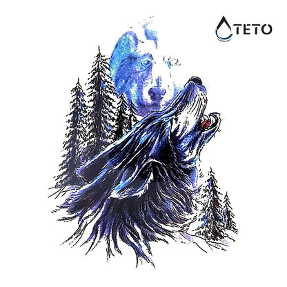 Heulender blauer Wolf - TETO Temporäre Tattoos